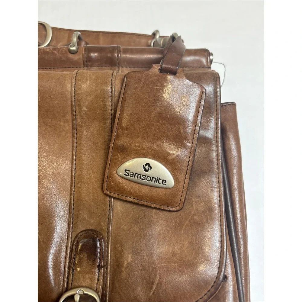 Vintage Samsonite Leather Distressed Computer Laptop Bag Business Casual